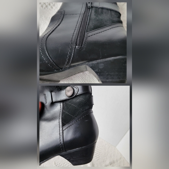 Avalon Leather Slip On Zipper Black Casual Everyday Boots - Picture 8 of 11